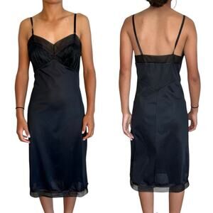 Gotham Lingerie Fairy Goth Babydoll Slip Dress 34 Small Semi Sheer 60s 70s VTG